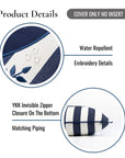 Coastal Indoor Outdoor Throw Pillow Cover Only, Nautical Yacht Stripe, Navy Blue, 18"x18"