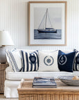 Coastal Indoor Outdoor Throw Pillow Cover Only, Nautical Yacht Stripe, Navy Blue, 18"x18"