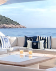 Coastal Indoor Outdoor Throw Pillow Cover Only, Nautical Yacht Stripe, Navy Blue, 18"x18"