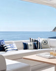 Coastal Indoor Outdoor Throw Pillow Cover Only, Nautical Yacht Stripe, Navy Blue, 18"x18"
