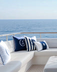 Coastal Indoor Outdoor Throw Pillow Cover Only, Nautical Yacht Stripe, Navy Blue, 18"x18"