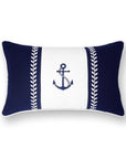 Coastal Outdoor Performance Lumbar Pillow Cover Only, Nautical Yacht Anchor, Navy Blue, 12"x20"