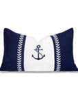Coastal Outdoor Performance Lumbar Pillow Cover Only, Nautical Yacht Anchor, Navy Blue, 12"x20"
