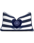 Coastal Outdoor Performance Lumbar Pillow Cover Only, Nautical Yacht Stripe, Navy Blue, 12"x20"