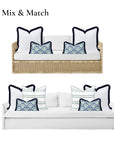 Coastbay, Indoor/Outdoor Navy White Throw Pillow Cover, Solid with Fringe, 22"x22"