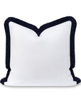 Coastbay, Indoor/Outdoor Navy White Throw Pillow Cover, Solid with Fringe, 22"x22"