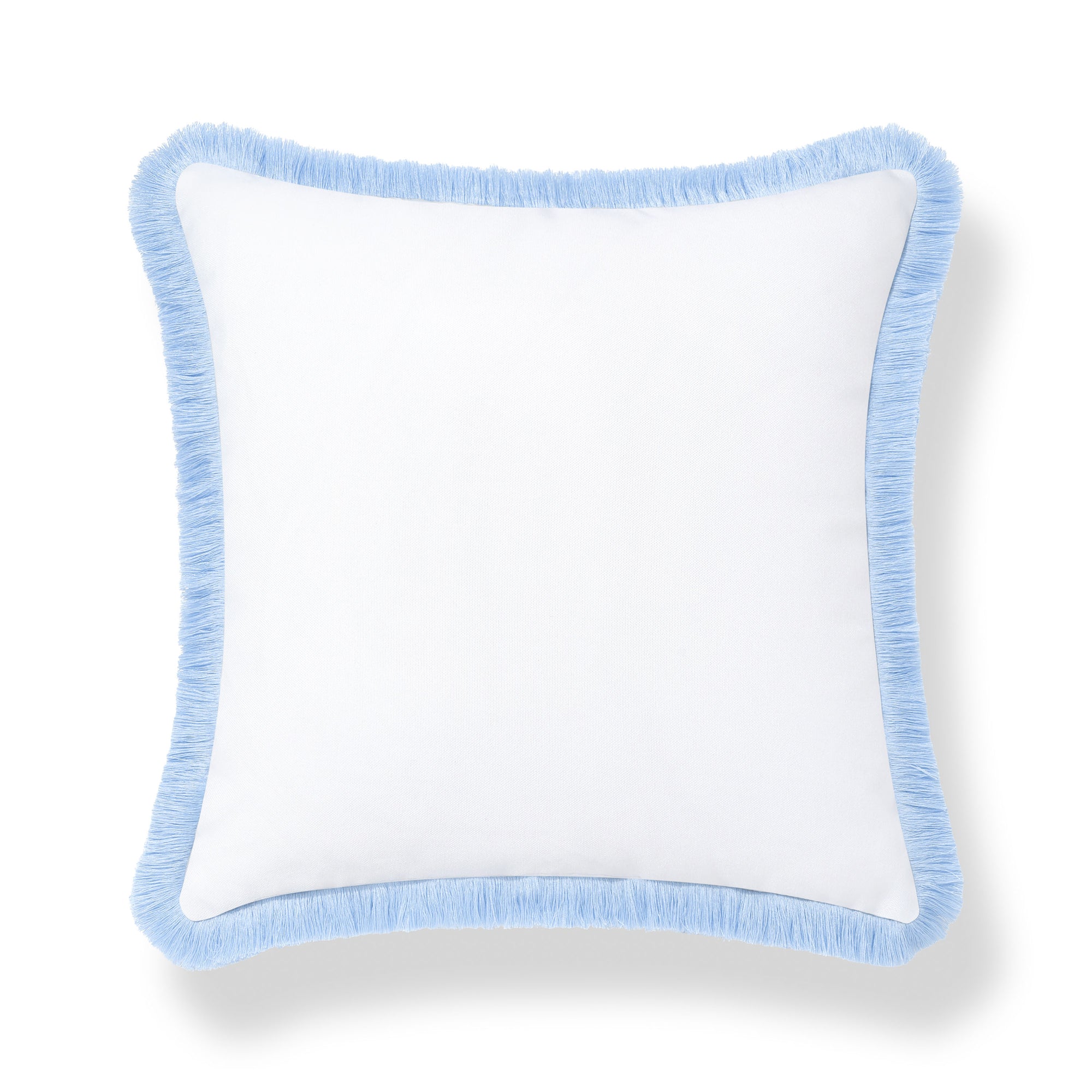 Coastbay, Indoor/Outdoor Blue and White Throw Pillow Cover, Solid with Fringe, 22"x22"