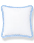 Coastbay, Indoor/Outdoor Blue and White Throw Pillow Cover, Solid with Fringe, 22"x22"