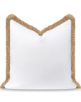 Coastbay, Indoor/Outdoor Tan White Pillow Cover, Solid with Fringe, 22"x22"