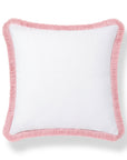 Coastbay, Indoor/Outdoor Pink White Pillow Cover, Solid with Fringe, 22"x22"