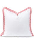 Coastbay, Indoor/Outdoor Pink White Pillow Cover, Solid with Fringe, 22"x22"