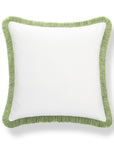 Coastbay, Indoor/Outdoor Grass Green White Throw Pillow Cover, with Fringe, 22"x22"