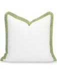 Coastbay, Indoor/Outdoor Grass Green White Throw Pillow Cover, with Fringe, 22"x22"