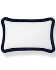 Coastbay, Indoor/Outdoor Navy White Lumbar Pillow Cover, Solid with Fringe, 12"x20"