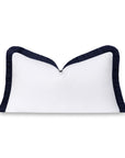 Coastbay, Indoor/Outdoor Navy White Lumbar Pillow Cover, Solid with Fringe, 12"x20"