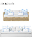 Coastbay, Indoor/Outdoor Blue and White Lumbar Pillow Cover, Solid with Fringe, 12"x20"