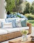 Coastbay, Indoor/Outdoor Blue and White Lumbar Pillow Cover, Solid with Fringe, 12"x20"