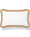 Coastbay, Indoor/Outdoor Tan White Lumbar Pillow Cover, Solid with Fringe, 12"x20"