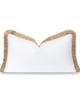 Coastbay, Indoor/Outdoor Tan White Lumbar Pillow Cover, Solid with Fringe, 12"x20"