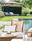 Coastbay, Indoor/Outdoor Tan White Lumbar Pillow Cover, Solid with Fringe, 12"x20"