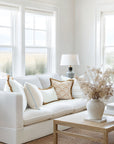 Coastbay, Indoor/Outdoor Tan White Lumbar Pillow Cover, Solid with Fringe, 12"x20"