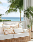 Coastbay, Indoor/Outdoor Tan White Lumbar Pillow Cover, Solid with Fringe, 12"x20"