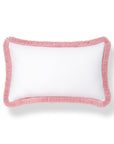 Coastbay, Indoor/Outdoor Pink White Lumbar Pillow Cover, Solid with Fringe, 12"x20"