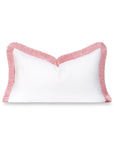 Coastbay, Indoor/Outdoor Pink White Lumbar Pillow Cover, Solid with Fringe, 12"x20"