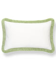 Coastbay, Indoor/Outdoor Grass Green White Lumbar Pillow Cover, with Fringe, 12"x20"