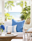 Baylin, Indoor/Outdoor Blue Pillow Cover, Solid with Fringe, 22"x22"