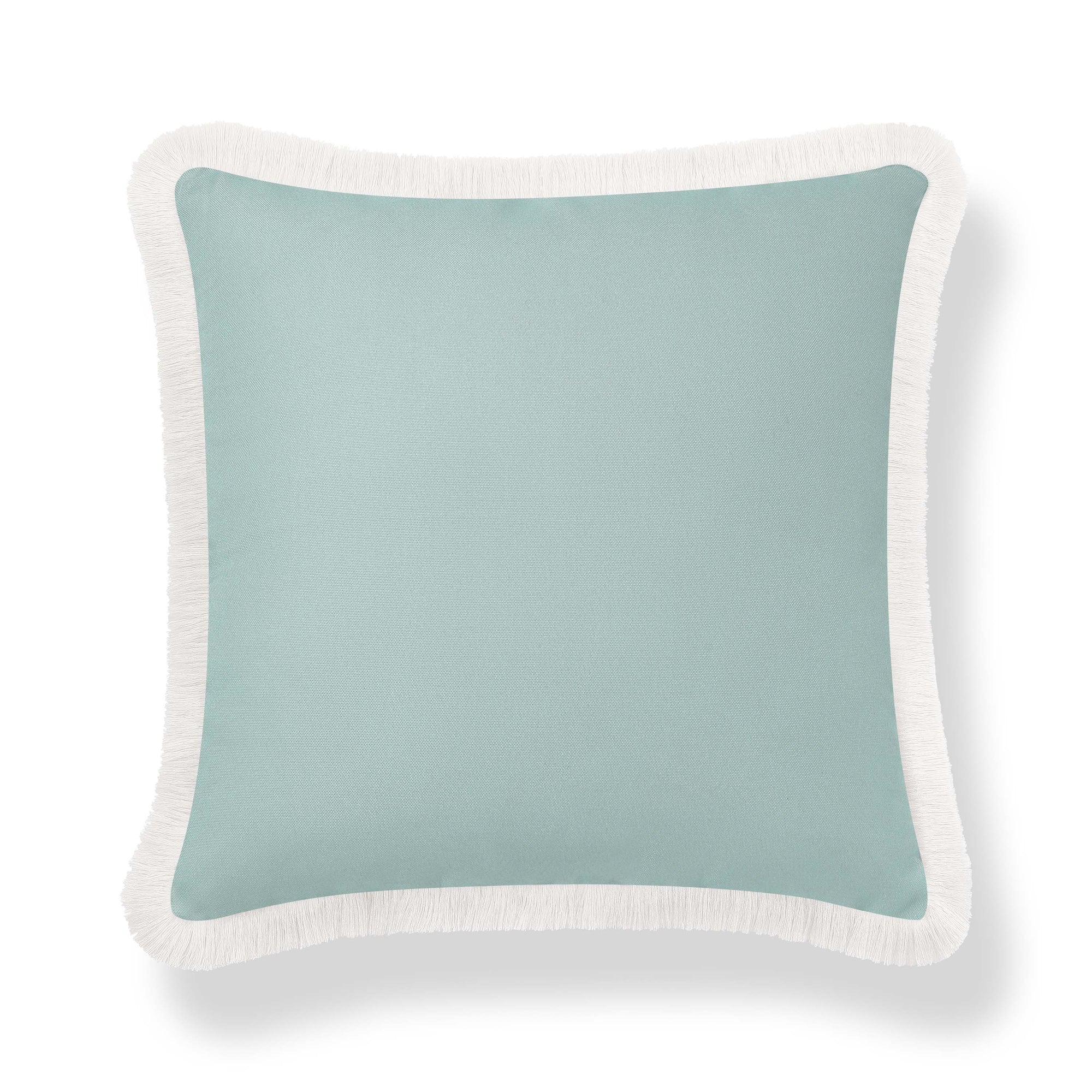 Baylin, Indoor/Outdoor Green Pillow Cover, Solid with Fringe, 22"x22"