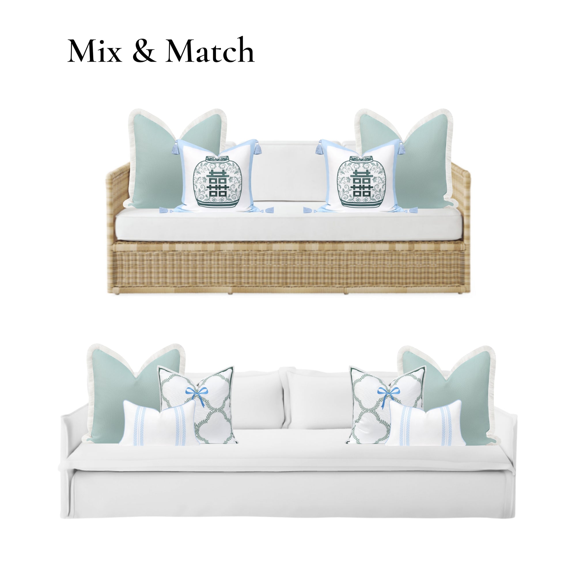 Baylin, Indoor/Outdoor Green Pillow Cover, Solid with Fringe, 22"x22"