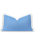 Baylin, Indoor/Outdoor Blue Lumbar Pillow Cover, Solid with Fringe, 12"x20"