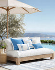 Baylin, Indoor/Outdoor Blue Lumbar Pillow Cover, Solid with Fringe, 12"x20"