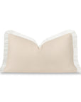 Baylin, Indoor/Outdoor Tan Lumbar Pillow Cover, Solid with Fringe, 12"x20"