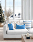 Cavelle Color Block, Indoor/Outdoor Blue and White Pillow Cover, 20"x20"