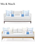 Cavelle Color Block, Indoor/Outdoor Blue and White Lumbar Pillow Cover, with Tassels, 12"x20"