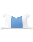 Cavelle Color Block, Indoor/Outdoor Blue and White Lumbar Pillow Cover, with Tassels, 12"x20"
