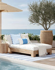 Cavelle Color Block, Indoor/Outdoor Blue and White Lumbar Pillow Cover, with Tassels, 12"x20"