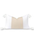 Cavelle Color Block, Indoor/Outdoor Tan Lumbar Pillow Cover, with Tassels, 12"x20"