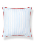 Coastline Stripes, Indoor/Outdoor Blue Striped Pillow Cover, with Red Piping, 20"x20"