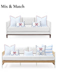 Coastline Stripes, Indoor/Outdoor Blue Striped Pillow Cover, with Red Piping, 20"x20"