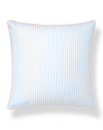 Coastline Stripes, Indoor/Outdoor Blue Striped Pillow Cover, with Pink Piping, 20"x20"
