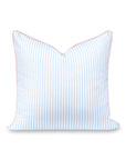 Coastline Stripes, Indoor/Outdoor Blue Striped Pillow Cover, with Pink Piping, 20"x20"