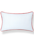 Coastline Stripes, Indoor/Outdoor Blue Striped Lumbar Pillow Cover, with Red Piping, 12"x20"