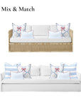 Coastline Stripes, Indoor/Outdoor Blue Striped Lumbar Pillow Cover, with Red Piping, 12"x20"