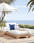 Coastline Stripes, Indoor/Outdoor Blue Striped Lumbar Pillow Cover, with Red Piping, 12"x20"