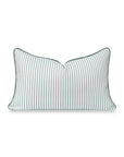 Coastline Stripes, Indoor/Outdoor Green Striped Lumbar Pillow Cover, with Piping, 12"x20"