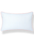 Coastline Stripes, Indoor/Outdoor Blue Striped Lumbar Pillow Cover, with Pink Piping, 12"x20"