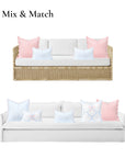 Coastline Stripes, Indoor/Outdoor Blue Striped Lumbar Pillow Cover, with Pink Piping, 12"x20"